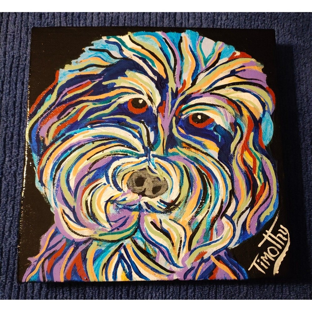 Original Acrylic Painting "Mr Cuddly" 8" X 8" By Timothy Designs